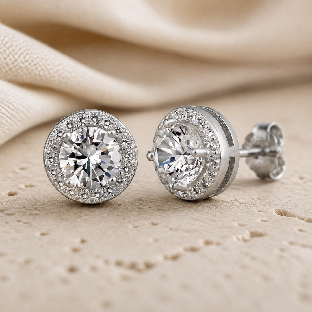 Lustrous Zirconia Stud Earrings