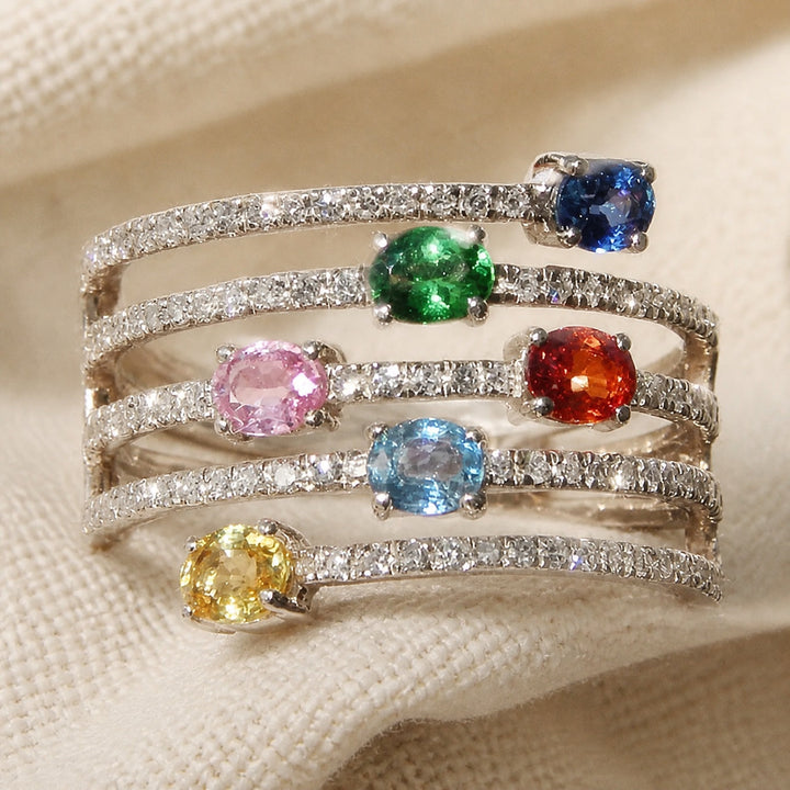 Iconic colourful Multi Layer Ring