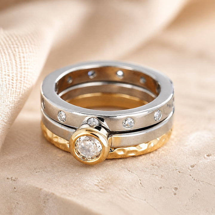 Retro Two Tone Ring Set