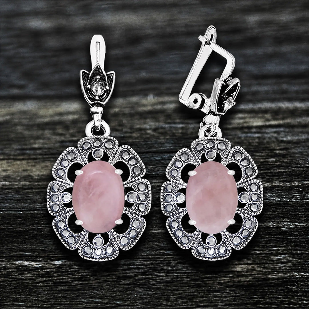 Antique Oval Pearl Petal Earrings