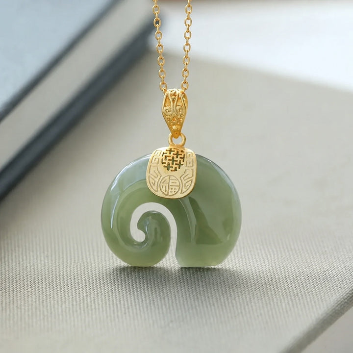 Jade Elephant Gold Necklace