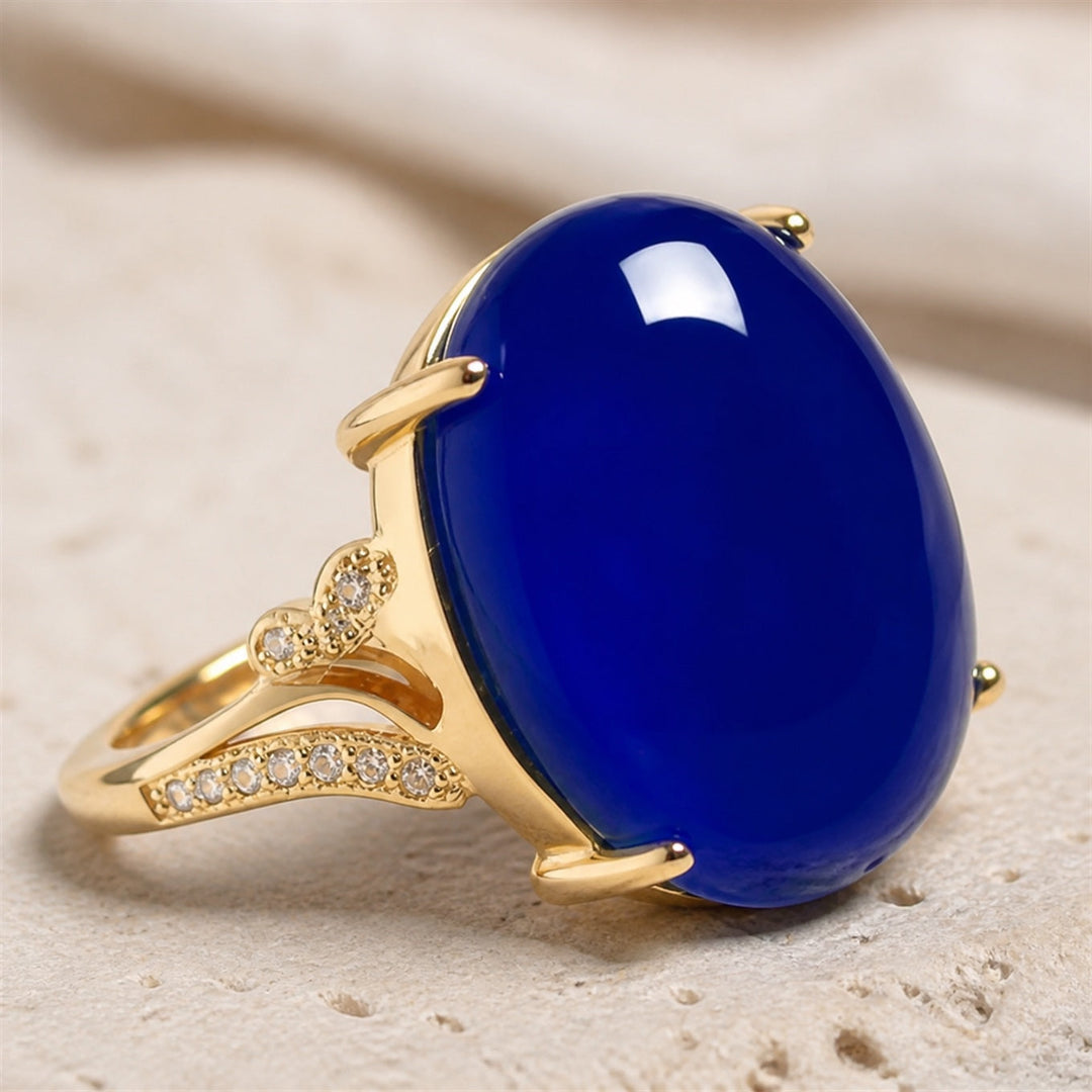 Oval Jade Zirconia Ring
