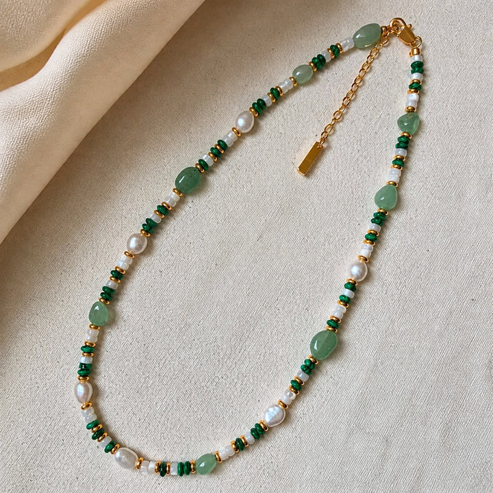 Prestigious Pearl Jade Gold Necklace