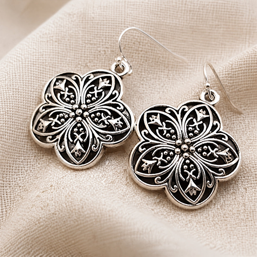 Vintage Silver Flower Earrings