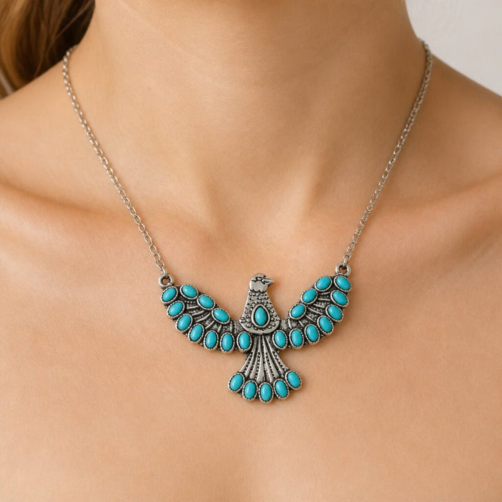 Turquoise Eagle Pendant Necklace