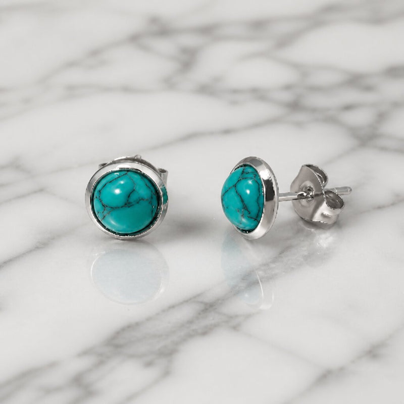 Turquoise Round Stud Earrings