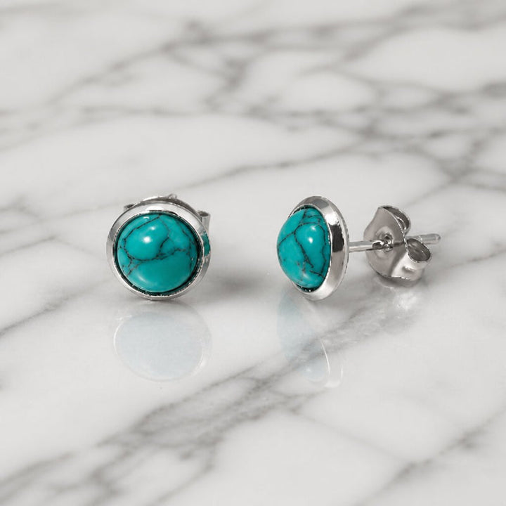 Turquoise Round Stud Earrings