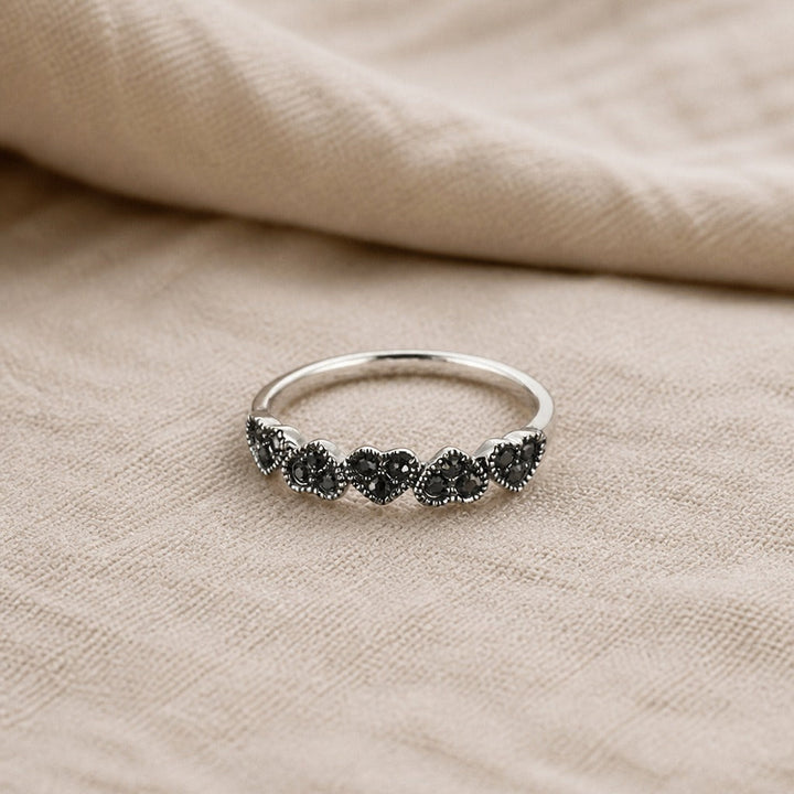 Onyx Heart Halo Ring