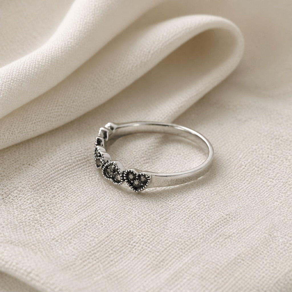 Onyx Heart Halo Ring