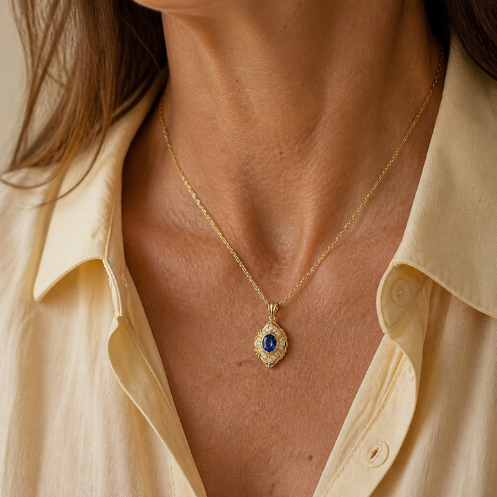 Ornate Sapphire Pendant Necklace