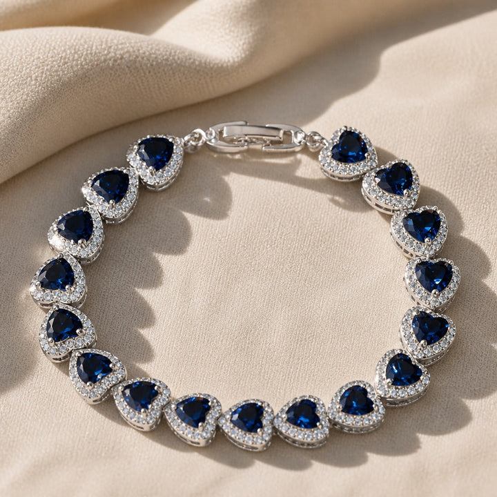 Heart Shape Link Silver Bracelet