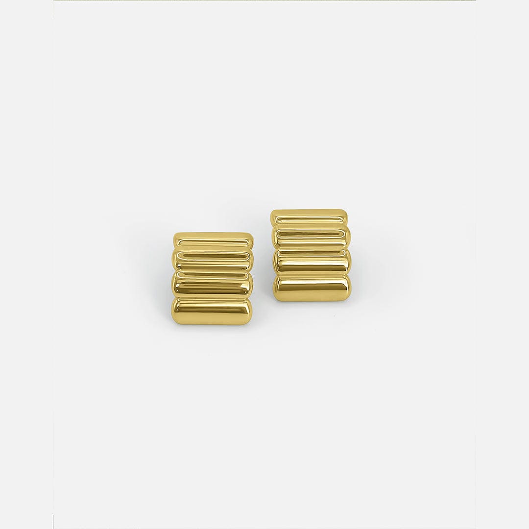 Mini Ribbed Gold Studs