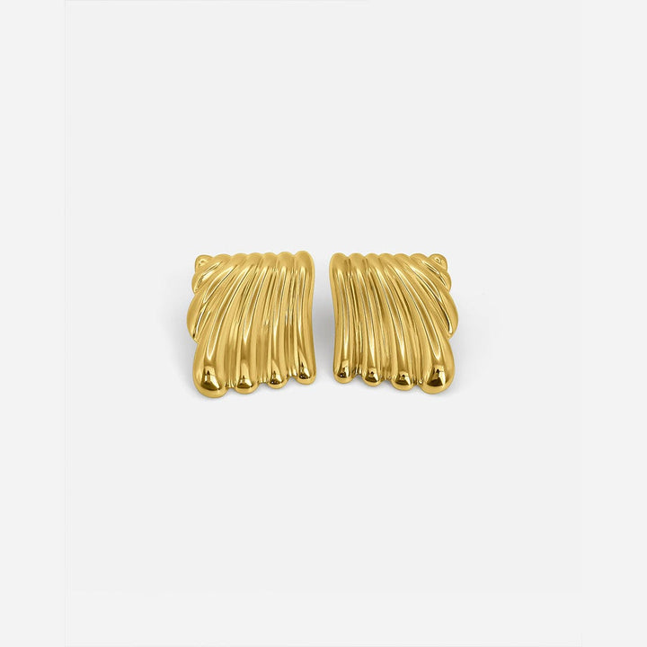 Gold Ripple Texture Earrings