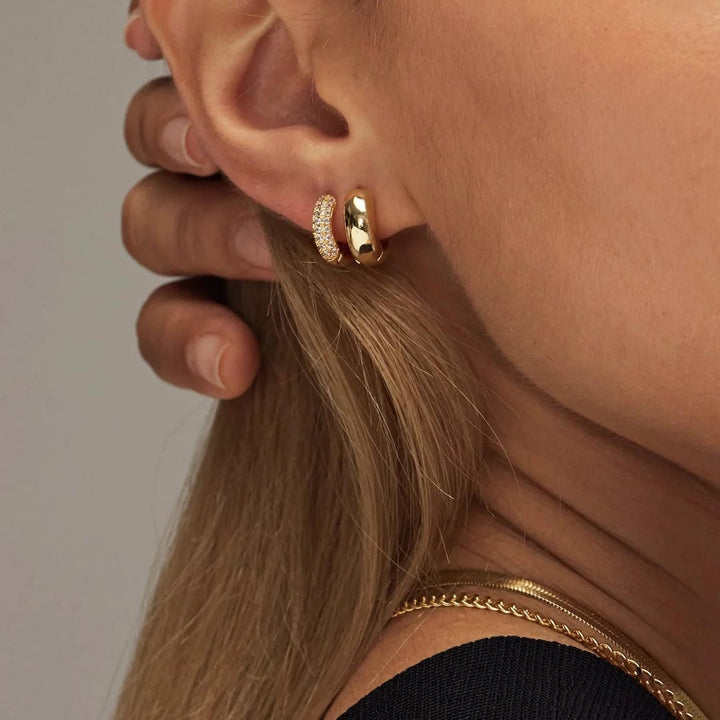 Radiant Chunky Paved Huggie Earrings