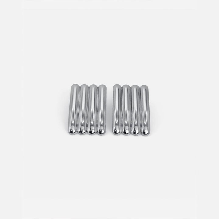 Artistic Silver Long Ribbed Earrings