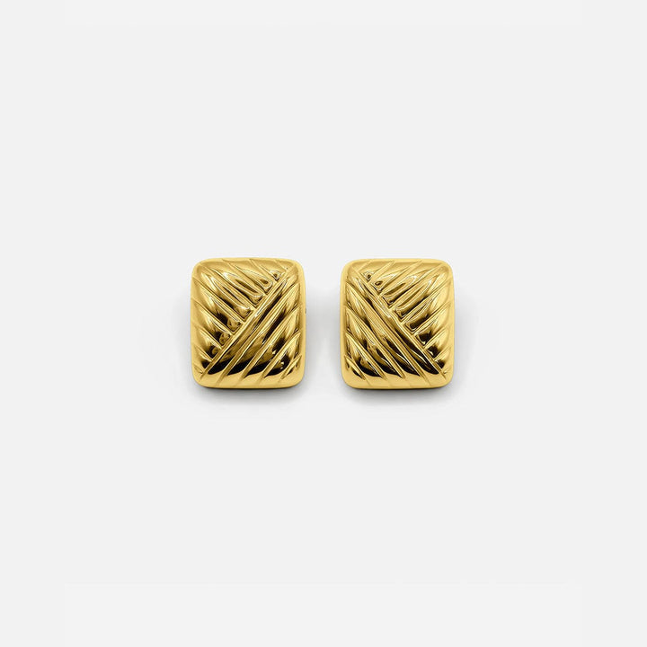 Vintage Gold Rectangle Stud Earrings
