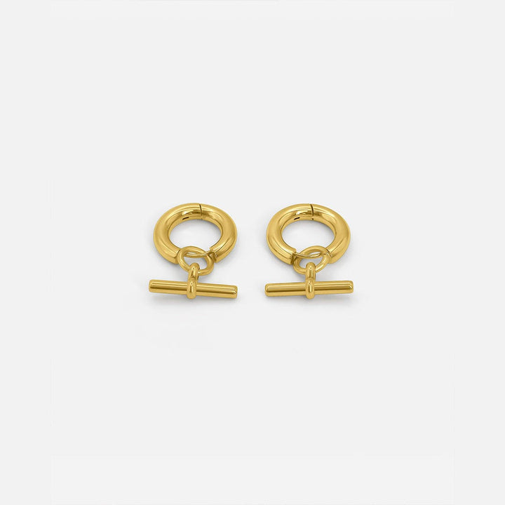 Elegant T Bar Gold Hoops