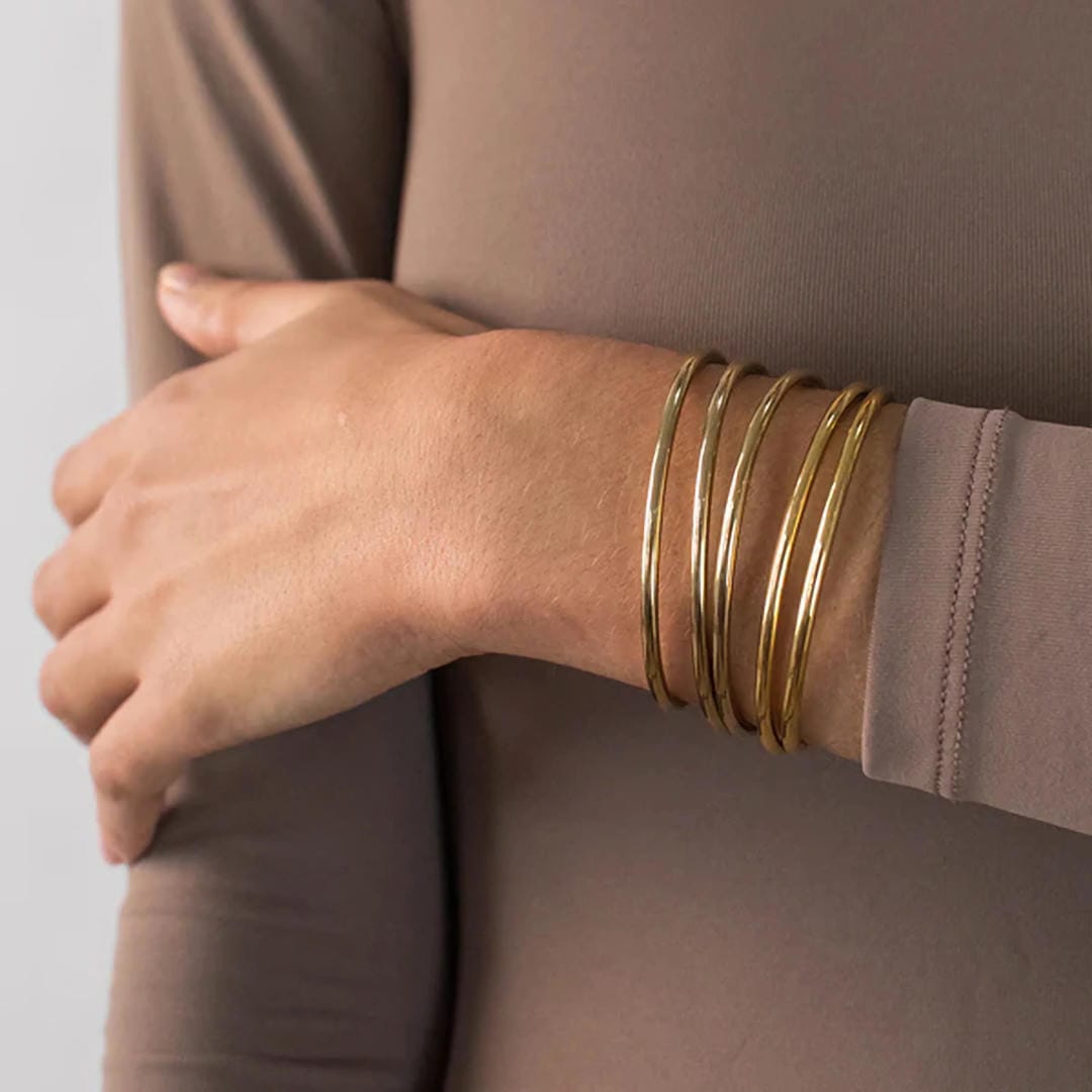Dazzling Stackable Gold Bangle Set