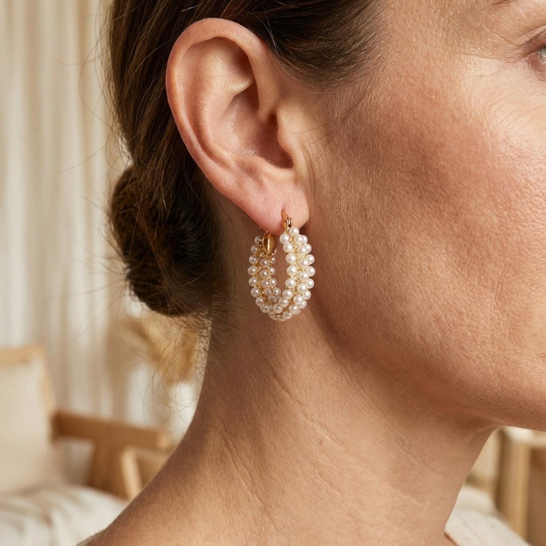 Pearl Bubble Hoop Earrings