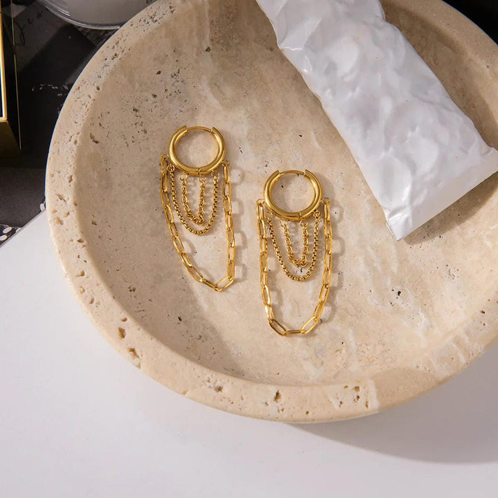 Gleaming Chain Hoop Earrings