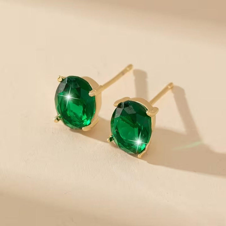 Gleam Oval Emerald Earrings