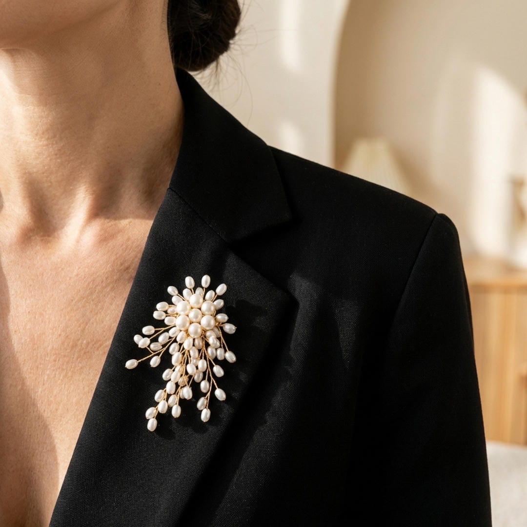 Luxury Pearl Cascade Brooch