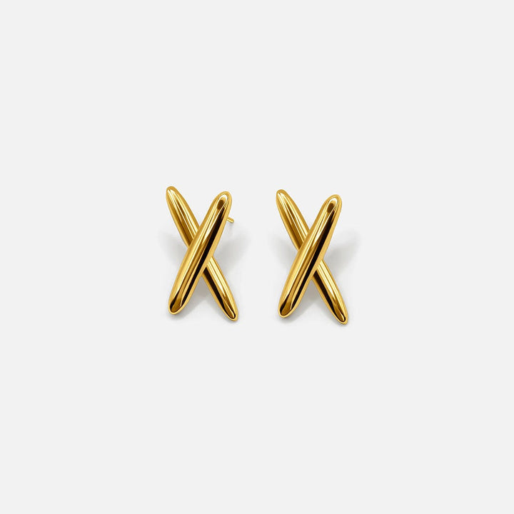 Modern Gold X Shaped Earrings