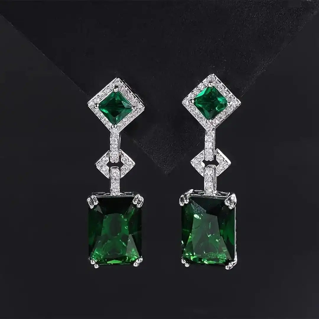 Emerald Rectangular Jewelry Set