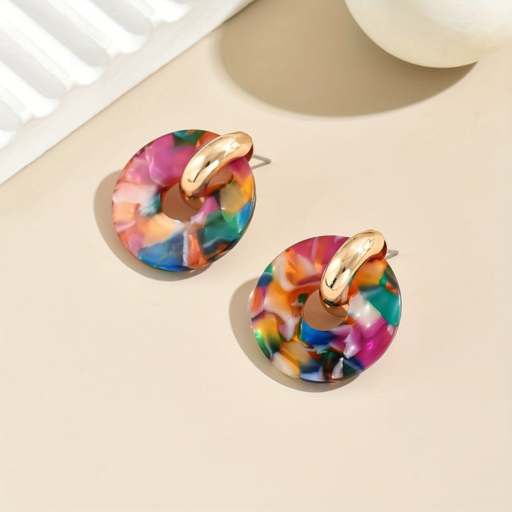 Multi-colour Round Splicing Earrings