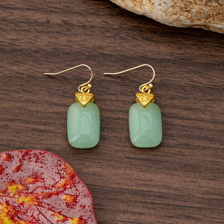 Polished Jade Drop Earrings