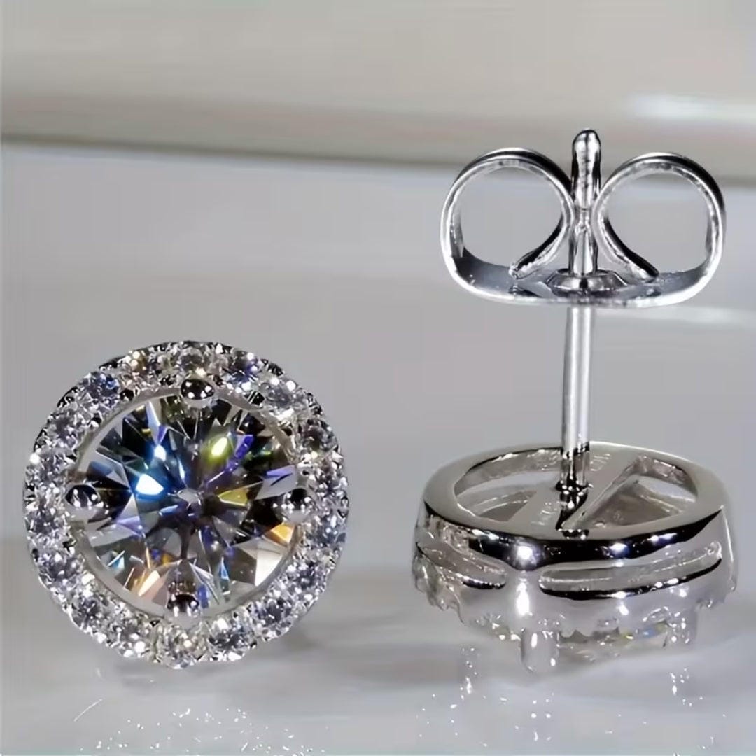 Emerald Classic Halo Stud Earrings