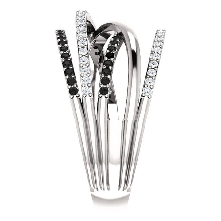 Black White Crossover Statement Ring