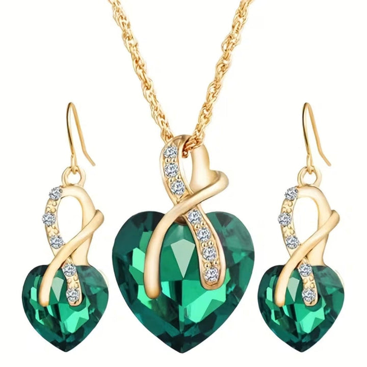 Emerald Heart Infinity Jewelry Set