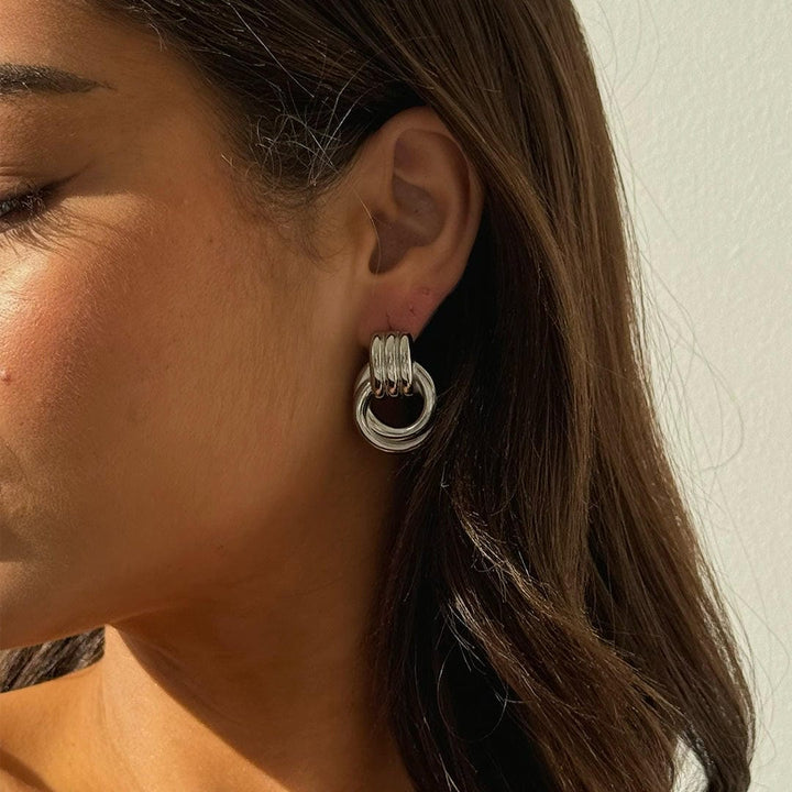 Graceful Silver Linked Knot Earrings