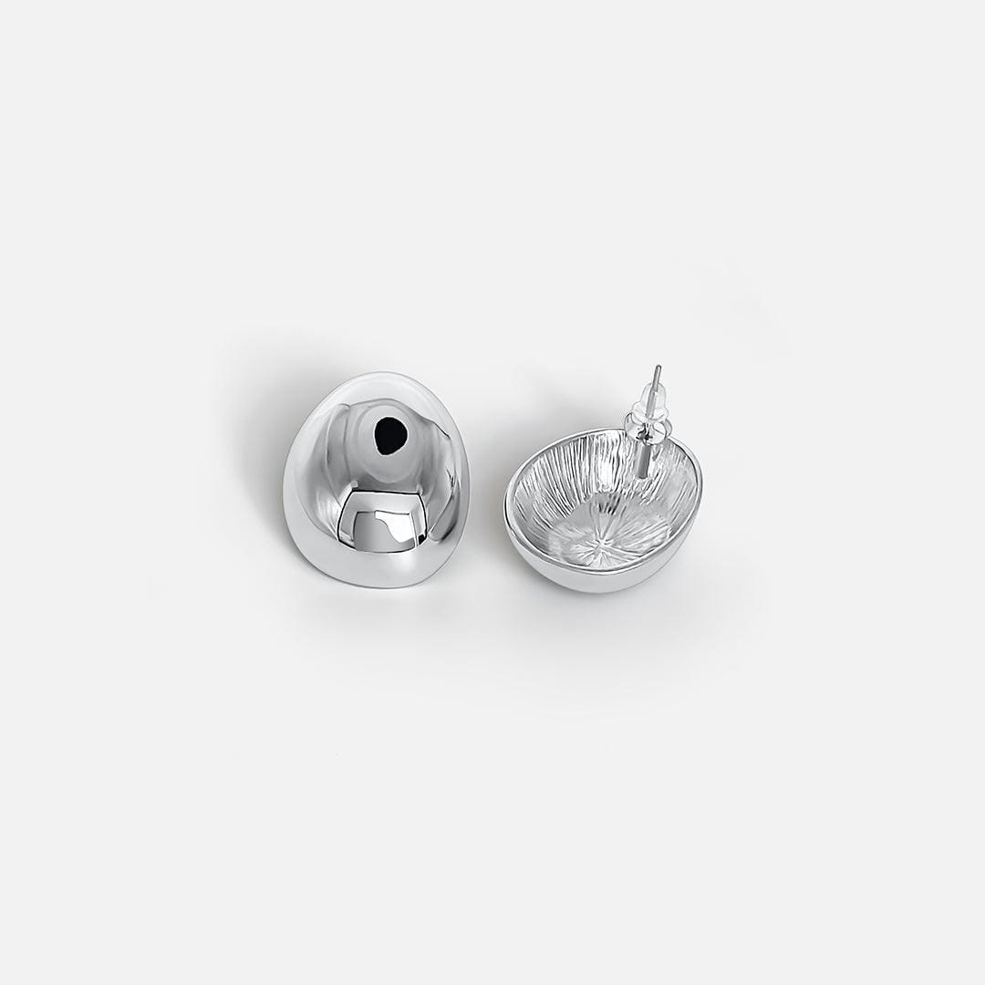Polished Silver Oval Earrings