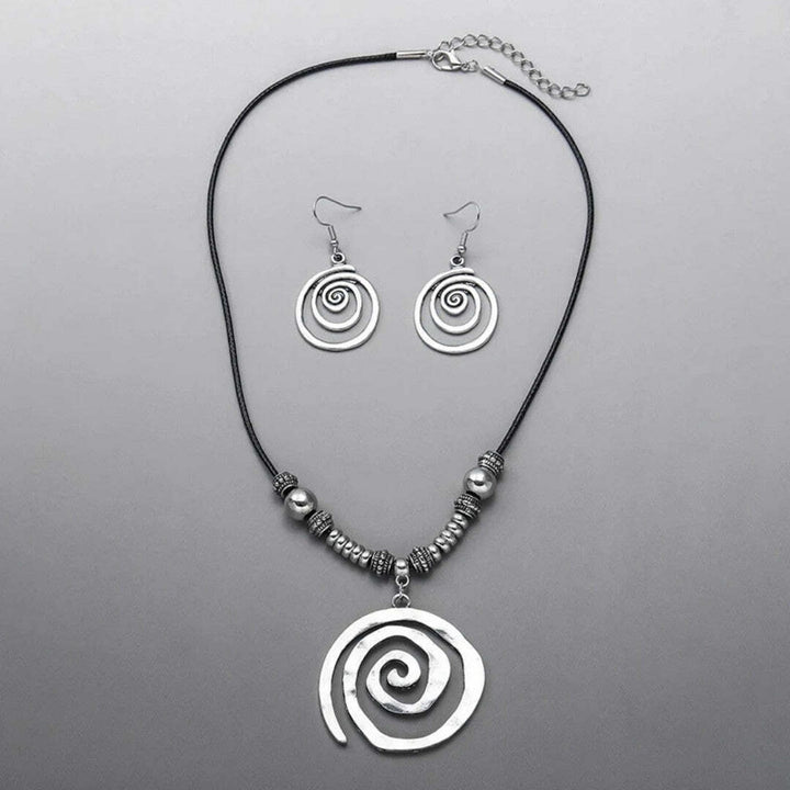 Silver Spiral Design Necklace and Earring Set