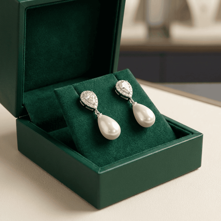 Teardrop Pearl Drop Earrings