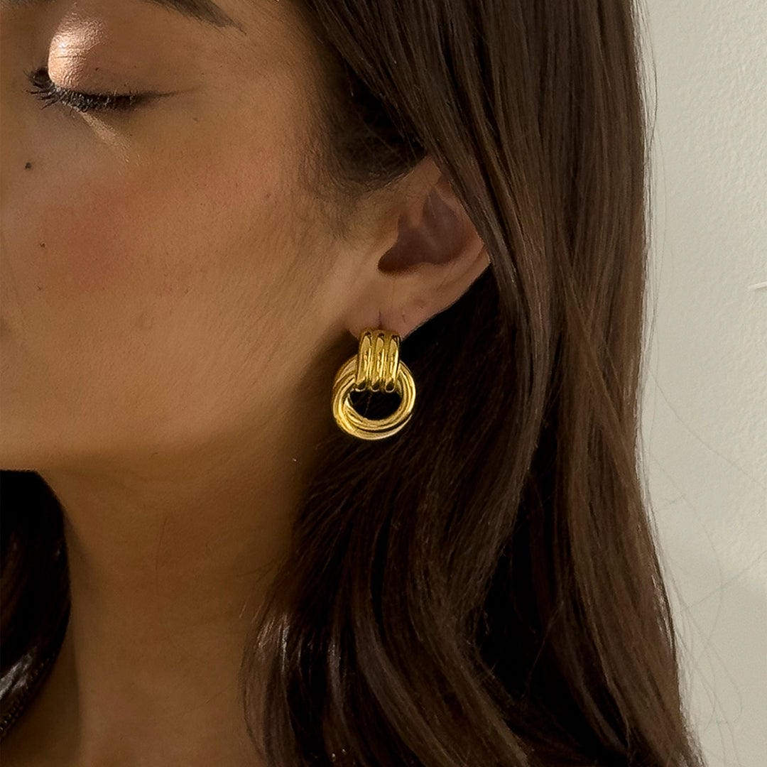 Graceful Gold Linked Knot Earrings