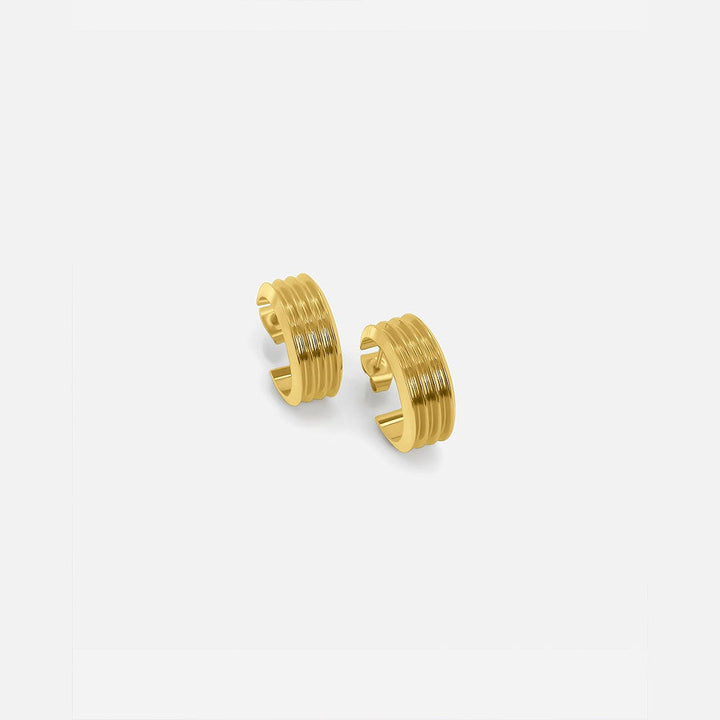 Dazzling Gold Ribbed Hoops