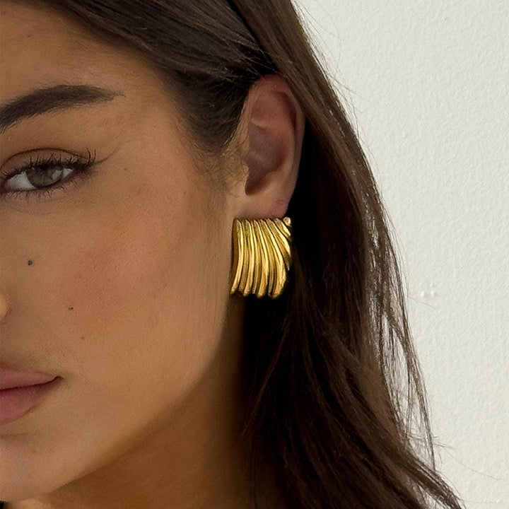 Gold Ripple Texture Earrings