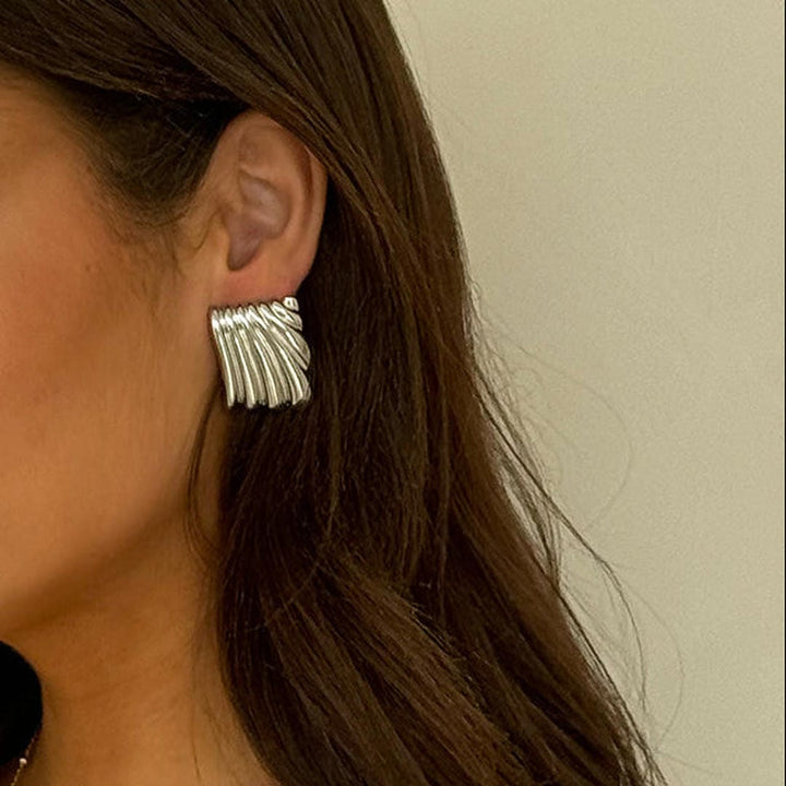 Silver Ripple Texture Earrings