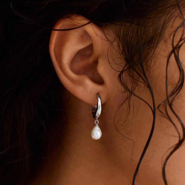 Classic Pearl Drop Huggie Earrings