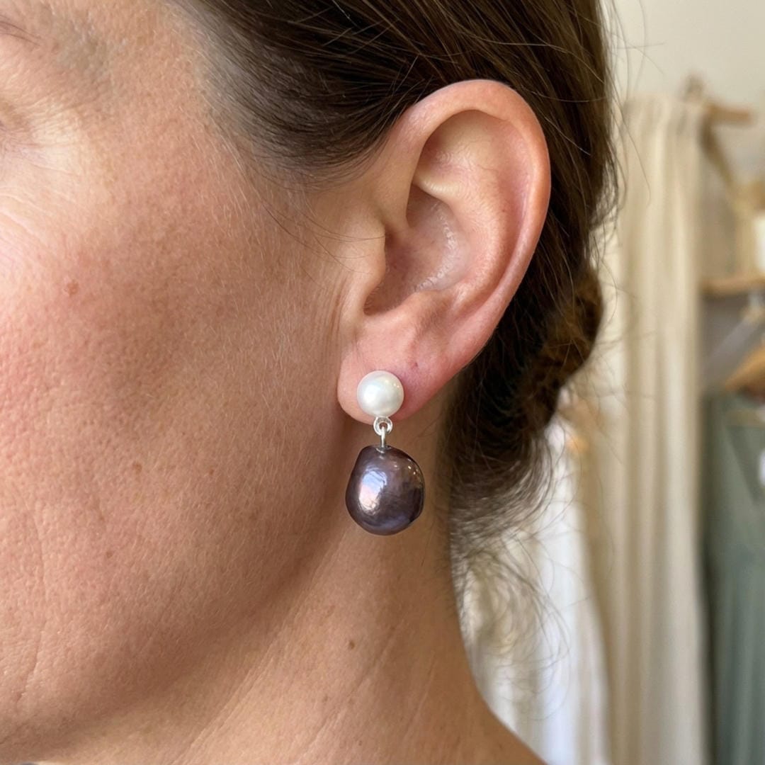 Midnight Baroque Pearl Drop Earrings
