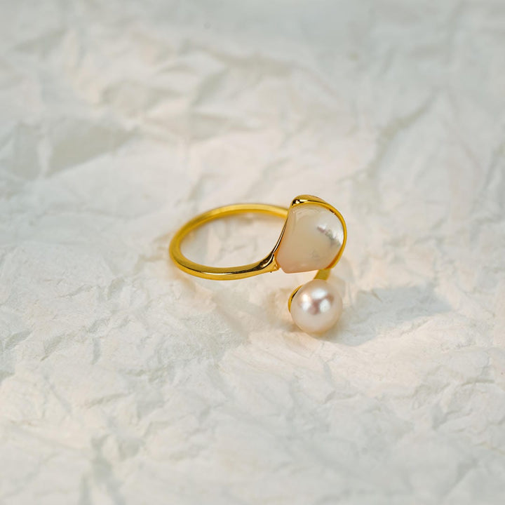 Open Duo Pearl Wrap Ring