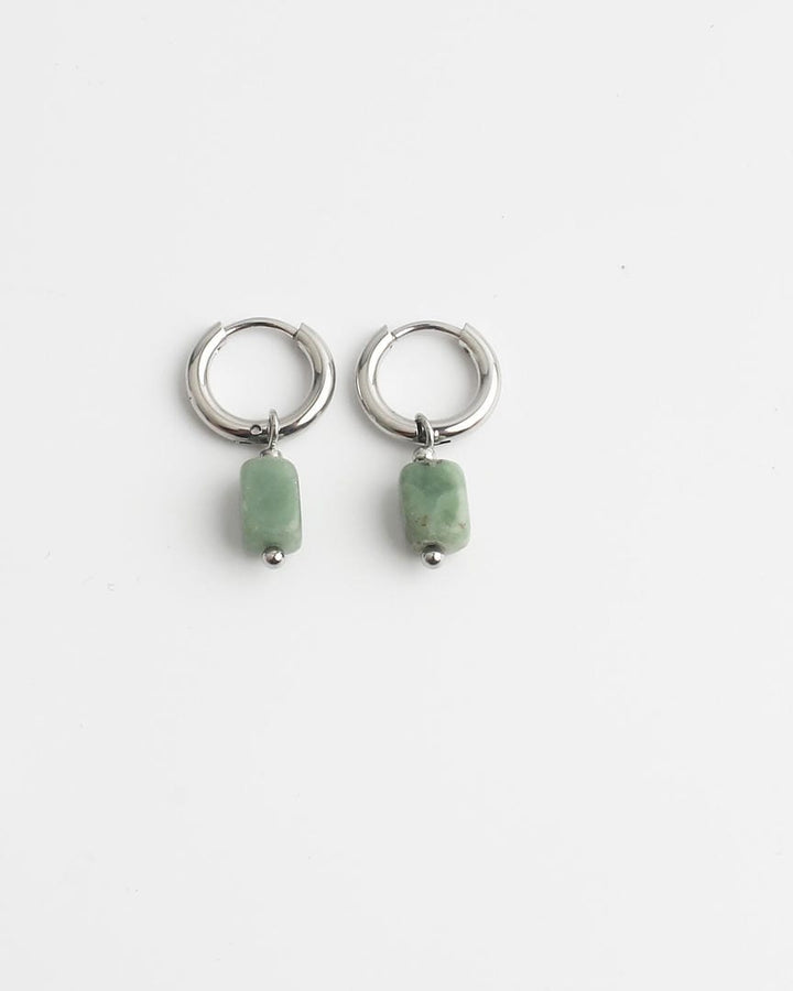 Minimalist Stone Hoop Earrings