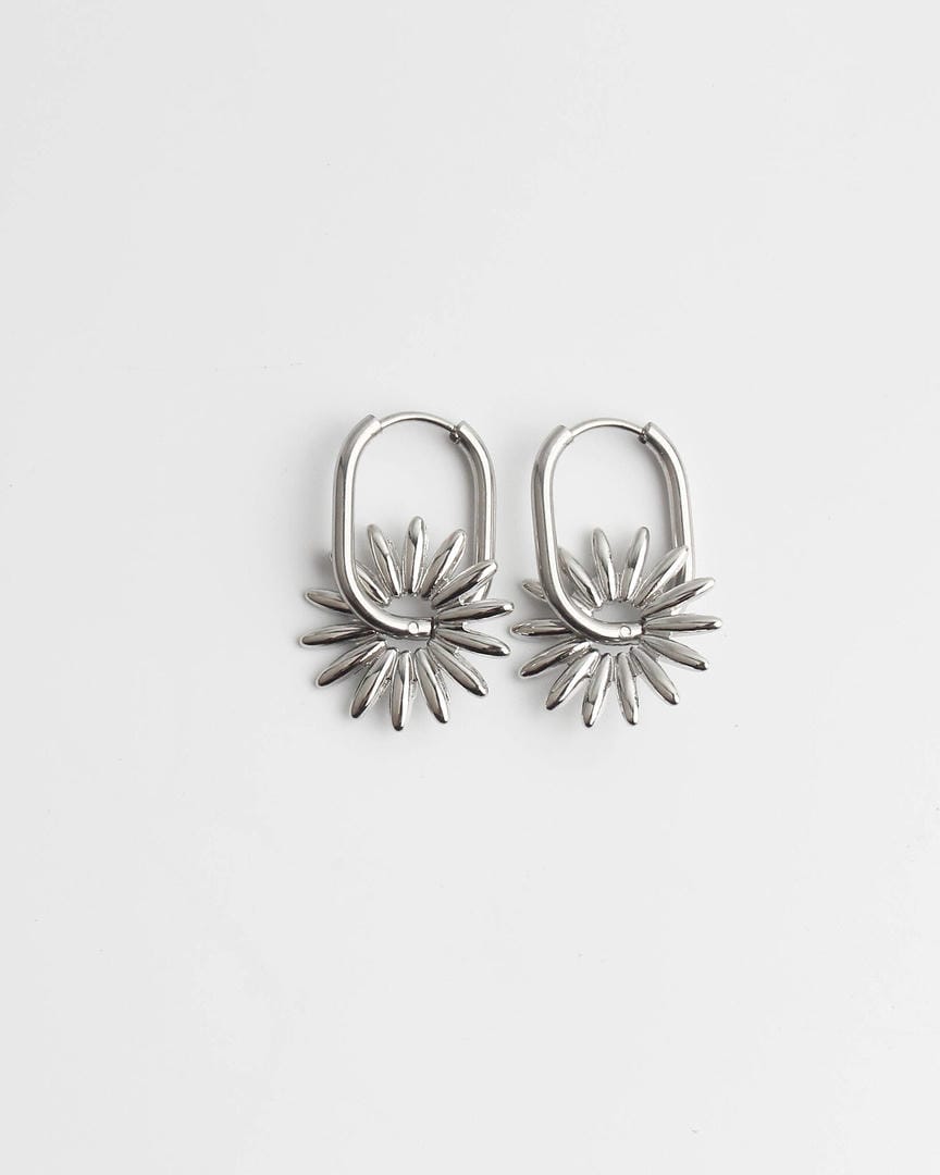Sunburst Charm Hoop Earrings