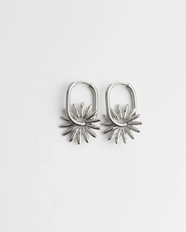 Sunburst Charm Hoop Earrings