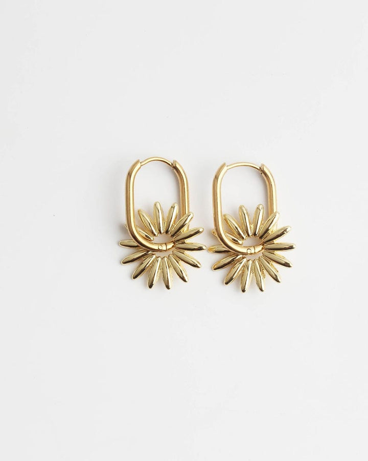 Sunburst Charm Hoop Earrings