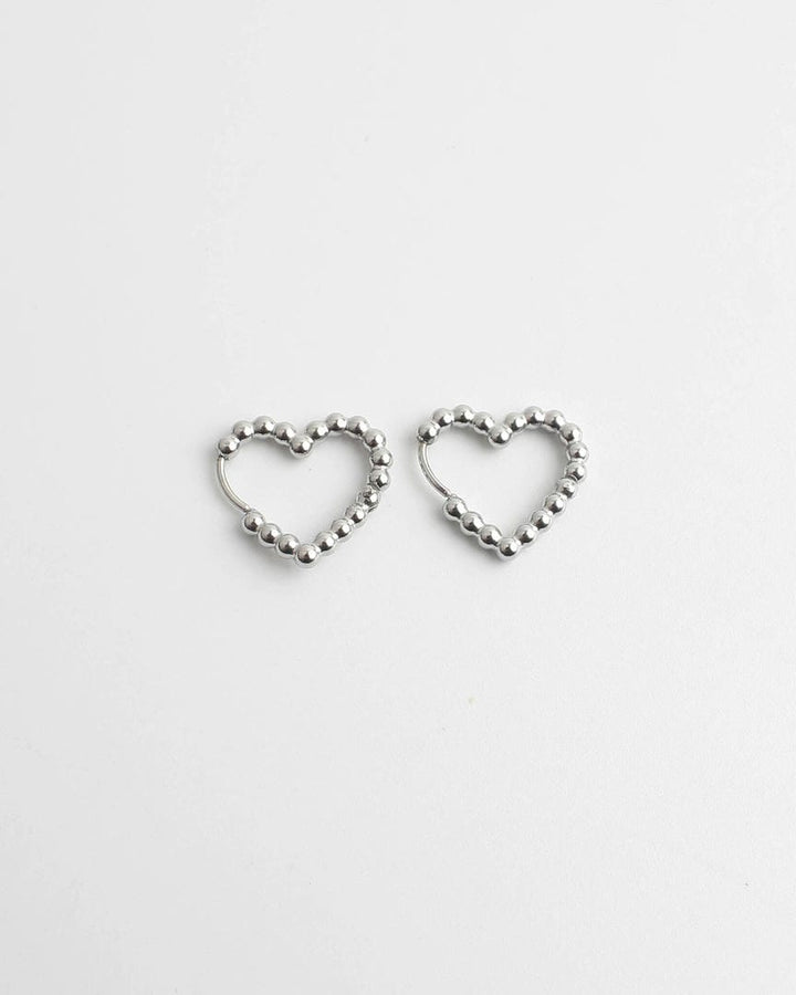 Beaded Heart Hoop Earrings