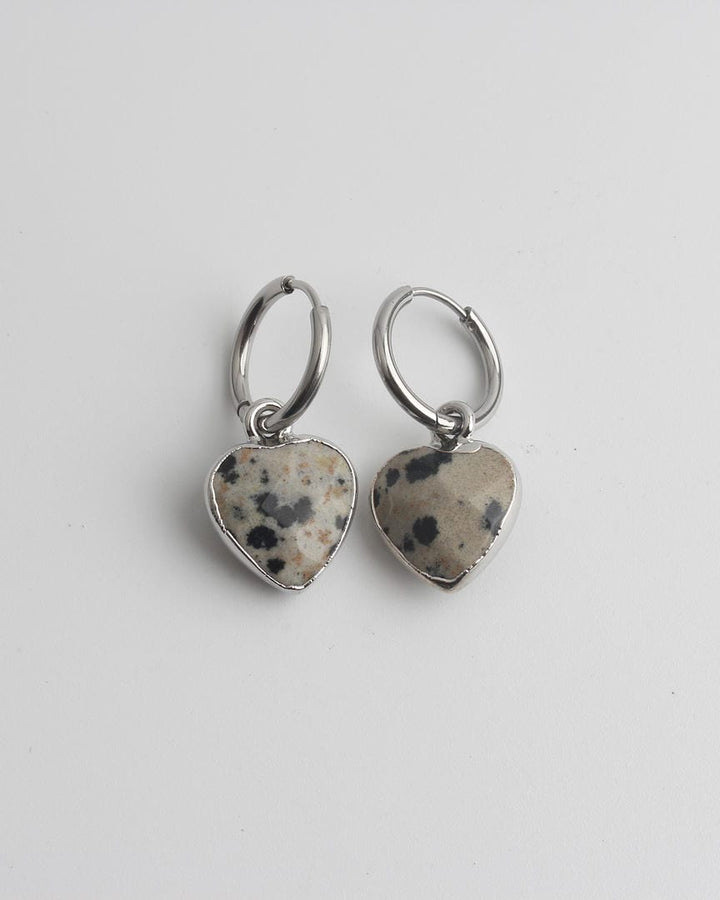 Heart Stone Hoop Earrings